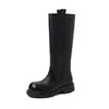 Botas de Caballero de Moda que Aumentan la Altura 4cm para Mujeres Bajitas, Nuevo Estilo Otoño/Invierno 2026, Punta Redonda, Tacón Grueso, Botas Largas de Caña Alta Slip-On