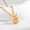 Novo Colar Chinês de Metal Escovado com Diamantes Incrustados em Forma de Cabacinha para Mulheres, Artesanato Antigo Estilo Feminino Pingente Fu Lu, Joia Versátil de Corrente para Clavícula de Luxo Leve