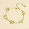 Pulseira Cruzada Simples de Trevo de Quatro Folhas Dupla Face Ouro 18K Não Desbota Joia de Moda Versátil Feminina Pulseira de Trevo da Sorte Venda por Atacado
