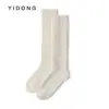 Calcetines de Rayas de Cachemira de Color Liso de 7 Pines Calcetines de Punto Cálidos Nueva Llegada Elásticos Plus Calcetines de Media Pantorrilla de Seda para Mujer