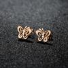 Pendientes de mariposa huecos de acero inoxidable de estilo coreano, estilo fresco, de moda, sencillos, combinables con todo, accesorios transfronterizos.