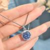 Collar Colgante Octogonal Rosa Cepalaiba Incrustado con Diamante de Alto Carbono Aretes Azules Tan San Anillo Rosa Juego