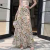 Falda de gasa floral estilo sirena, nueva falda lápiz de cintura alta para mujer de verano, falda ajustada al cuerpo