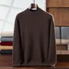 Suéter masculino de caxemira, modelagem solta, estilo novo, gola alta discreta, peça base de tricô versátil, suéter quente para outono e inverno