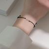 S925 Prata Doce Pequeno Fresco Fragmentado Prata Geométrica Pulseira Feminina Artesanal DIY Tecido Push-Pull Ajuste Corda de Mão C0726