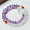 Pulseras Apilables de Circonia Amatista Cristal Blanco para Mujer, Pulseras Simples y Versátiles, Pulseras de Moda de Lujo Ligero y de Alta Gama