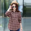 Camisa holgada coreana a cuadros de manga larga de talla grande para mujer, chaqueta adelgazante que combina con todo, primavera y verano de 2025