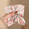 Lenço Quadrado Vazado Branco Cereja de Renda Feito à Mão Scrunchie Doce Feminino Rabo de Cavalo Elástico de Cabelo