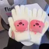 Novas Luvas de Tricô Grossas e Quentes de Pelo de Vison com Laço Menina Peluda Doce Inverno Tela Sensível ao Toque Mãos de Pelúcia