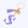 Llavero acrílico creativo con borla y letras para equipaje de señora, accesorio para llaves, colgante con letras