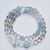 [Gelatina de Leche Azul Hielo] Pulsera de Cristal Natural Acuamarina Cristal Blanco Versátil para Mujer Pulsera de Regalo al por Mayor