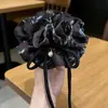 Pinza para el cabello con lazo tridimensional estampado de estilo nacional, retro y elegante, pinza versátil de satén con perlas para coleta semi-recogida
