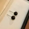Pendientes de Plata Pura S999 con Perlas Negras de Moda 'Under the Banyan Tree' para Mujer, Accesorios para Orejas Coreanos de Gama Alta Nuevos Populares de Nicho