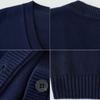 Cárdigan de Punto Bordado con Cuello en V y Dos Rayas Tb para Niños Mayores, Chaqueta de Manga Larga para Primavera y Otoño, Algodón, Niños y Niñas, Seguridad Clase A