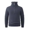 Suéter de punto cálido de manga larga para hombre, color liso, ajuste holgado, estilo europeo y americano, simple y casual, adecuado para otoño e invierno