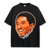 Camiseta con estampado de celebridades de baloncesto, sencilla, transfronteriza, estilo americano, vintage, lavada, holgada, de peso pesado, informal, de manga corta, moderna.
