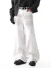 Jeans Masculino Tamanho Plus Americano Retrô com Design de Bigodes Sujos Desgastados Outono Novo Street Calças de Perna Larga Scimitar