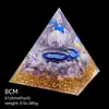 Pirámide de Cristal Natural de 8 cm Decoración Creativa para el Hogar Adorno Artesanal Bola de Cristal Envuelto en Resina Pirámide de Resina