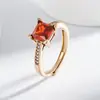 Venta en Vivo Moda Cuadrada Simulación Color Gema Turmalina Roja Anillo Tesoro de Apertura Anillo de Diamantes Transfronterizo para Mujer Joyería