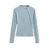 Ropa de Mujer al por Mayor Transfronteriza Estilo Europeo y Americano Camisa de Manga Larga con Cuello Semiabierto Otoño e Invierno 2026 Nuevos Tops de Diseño Coreano