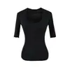 Top de Estilo Puro Deseo con Cuello en U Grande y Mangas Medias, Verano Lyocell Fresco al Tacto con Flecos Ajustado Adelgazante Camiseta Base