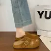 Sandálias femininas de camurça estilo Birkenstock com sola grossa para aumentar a altura, chinelos fechados de encaixe para o verão, novos