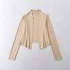 Cardigan Simples de Manga Comprida Retro Tencel Proteção Solar Feminino Verão Estilo Preguiçoso Leve e Fino Jaqueta Sem Botões Ombro a Ombro Top