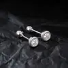 Pendientes Redondos de Plata Pura 999 con Cierre de Rosca, Pendientes de Plata Pura para Perforaciones, Pendientes de Plata Femeninos y de Alta Gama
