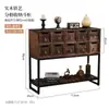 Gabinete de Almacenamiento Estilo Simple Transfronterizo Estante de Almacenamiento de Hierro Vintage Madera Maciza Gabinete de Entrada Pintado Gabinete de TV para Apartamento Pequeño