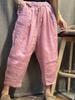 Pantalones de verano para mujer, de lino, holgados, adelgazantes, de pierna ancha, con cordones, informales, de color liso