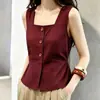 Chaleco cuadrado único y chic de estilo francés para mujer, nuevo modelo de verano con un toque de nicho, versátil para ir al trabajo, se puede combinar con un top de camisa de alta gama