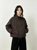 Nova jaqueta de trabalho curta de alta qualidade com gola alta para mulheres 2026, jaqueta parka de inverno com forro de pele sintética