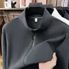 Jaqueta de fleece dupla face 400g para homens, novo estilo outono/inverno 2026, gola alta, com zíper, casual, quente, cardigã moletom masculino