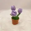 Flores Artificiais de Lã Tricotadas à Mão Cruzadas Produto Acabado Tulipa Planta em Vaso Decoração de Mesa Ornamentos Presente