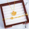 Set de Joyería Étnica Chapado en Oro de Xinjiang con Diamantes, Collar de Candado de Bendición, Pulsera, Joyería de Nuevo Estilo Chino