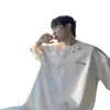 Camiseta de manga corta de peso pesado para hombre, marca de moda de verano para hombre, atuendo nuevo para pareja, camiseta bordada de estilo americano holgada