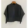 Blusa Plissada Feminina Casual Design de Nicho Manga Morcego Miyake Solta Tamanho Grande Slim-fit Camisa Casaco Curto