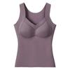 Chaleco cálido de seda de cachemira de otoño e invierno para mujer, sin costuras, de doble cara, con almohadilla para el pecho, parte inferior elástica alta, ropa cálida de otoño