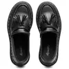 Mocasines Transfronterizos con Borla Blanca para Mujer, Zapatos Pequeños de Cuero Genuino de Caña Baja, Zapatos Casuales Estilo Británico para Mujer, Estudiante, Puntera Redonda