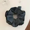 Deixe-me Brilhar~Mesmo Estilo de Zhao Lusi Cordão de Cabelo de Quatro Camadas Xadrez Azul Marinho Coreano Bola de Cabelo Acessório de Cabelo