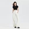 Amazon AliExpress Mary 2024 Nuevo Americano blanco cremoso Diseño Dividido Línea Brillante Jeans Holgados Mujer
