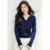 Suéter de Punto con Bloques de Color, Cuello en V, Estilo Falso Dos Piezas, Estilo Americano, para Mujer, Manga Larga, Nuevo Estilo Perezoso de Otoño, Top Básico Versátil