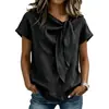 2025 Nueva Ropa de Mujer Europea y Americana de Comercio Exterior Transfronterizo Bestseller de Amazon Camiseta Casual de Manga Corta con Cuello en V y Lazo Top para Mujer