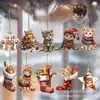 Transfronterizo Nuevo 20 Piezas Navidad Lindo Gatito Naranja Traje Corazón Cálido Decoraciones para el Hogar Fiesta Colgante de Madera