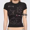 Ropa Femenina Y2K Sexy Chica Caliente Verano Manga Corta Color Sólido Estampado Adelgazante Manga Corta Mujer Venta al por Mayor Transfronteriza Dulce y Fresca