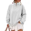 2026 Ropa de Mujer Transfronteriza de Comercio Exterior Europeo y Americano Amazon Más Vendido Sudadera Casual Holgada de Cuello Semi-alto con Dobladillo Dividido y Bolsillos
