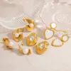 Pendientes de Acero Inoxidable con Perlas Transfronterizos, Estilo Gota de Agua Irregular con Forma de Corazón, Joyería de Celebridad de Internet Moderna y Elegante, Pendientes de Botón Simples para Mujer