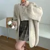 Casaco suéter feminino de comprimento médio, estilo casual, solto, macio e suave, novo estilo de outono, cardigã de tricô com manga morcego
