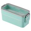 Lonchera de tres capas de paja de trigo de estilo japonés, lonchera portátil para horno microondas, lonchera de plástico PP con compartimento de doble capa