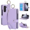 Adequado para Celular Samsung Fold7 Capa de Couro Pulseira Capa Protetora Z Fold6 Fibra de Carbono Capa de Celular Executiva Compartimento para Caneta